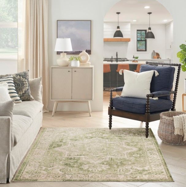 Nourison Home™ Astra Machine Washable Ivory Green 5'x7' Area Rug -4