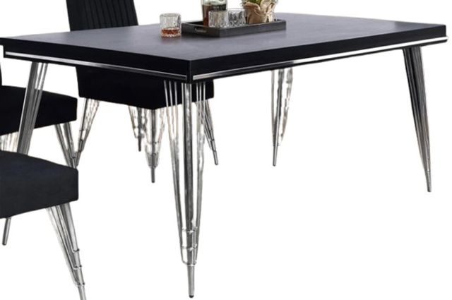 New Classic® Home Furnishings Ava Black Dining Table with Stainless Steel Base-0