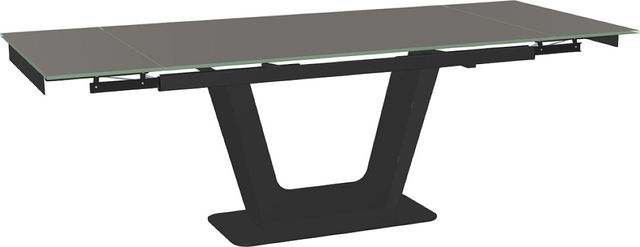 Amisco Customizable Amelia 72" Rectangular Extendable Table with 0.5" Taupe Glass Top and 2 Leaves-1