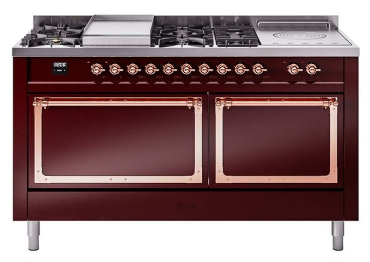 Nostalgia Ranges Ilve® Nostalgie II Noblesse 60'' Burgundy Pro Style Dual Fuel Range ...