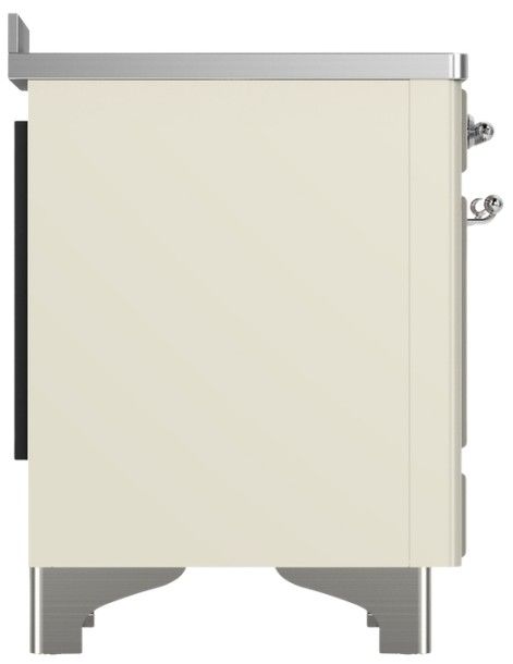 Ilve® Majestic III 48" Antique White Pro Style Induction Range with Solid Door and Chrome Trim-3