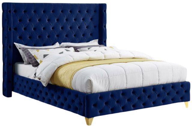 Meridian Furniture Savan Navy King Upholstered Panel Bed-0