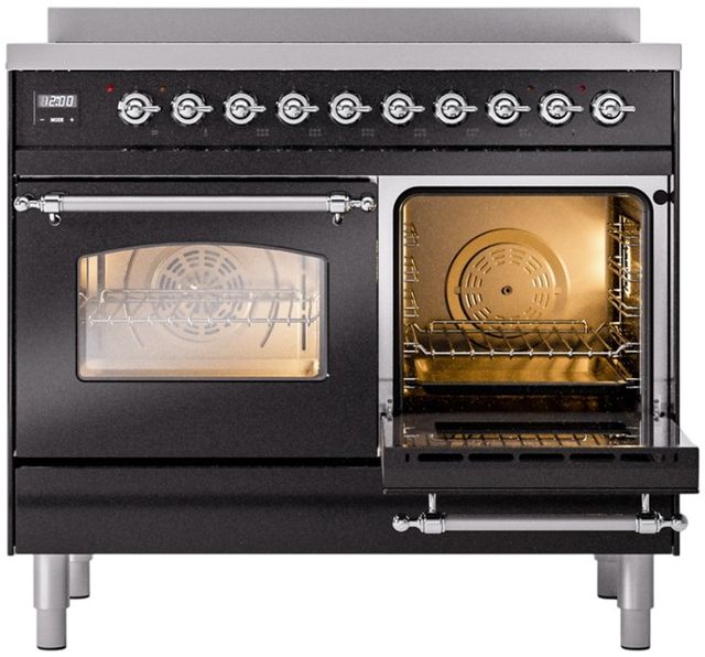 Ilve® Nostalgie II Series 40" Glossy Black Pro Style Induction Range-3