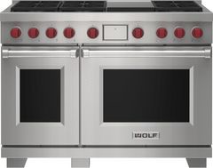 Wolf® 48" Stainless Steel Pro Style Dual Fuel Range and Infrared Griddle