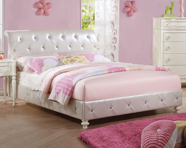 ACME Furniture Dorothy Ivory/Pearl White Twin Panel Bed-0