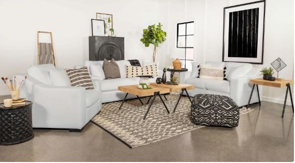Coaster® Ashlyn 3-Piece White Upholstered Sloped Arm Seating Set -0