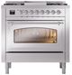 Ilve® Nostalgie II Noblesse 36'' Stainless Steel Pro Style Dual Fuel Range with Chrome Trim-1