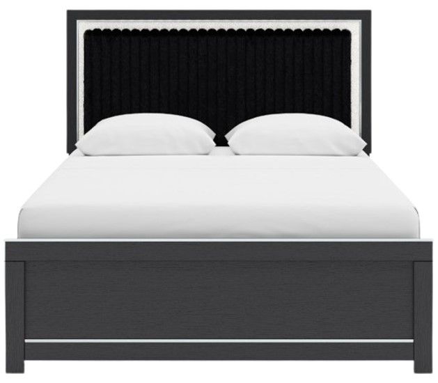 Signature Design by Ashley® Birmonton Black Queen Upholstered Panel Bed-2