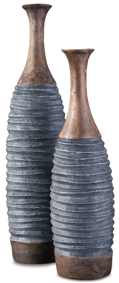 Signature Design by Ashley® Blayze 2-Piece Antique Gray/Brown Vase Set-3