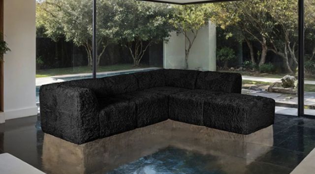 Furniture of America® Nappi Black L-Shape Sofa Sectional-2