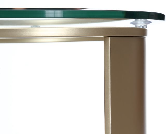 Michael Amini® Houston Glass Top Chairside Table with Brushed Gold Base-3
