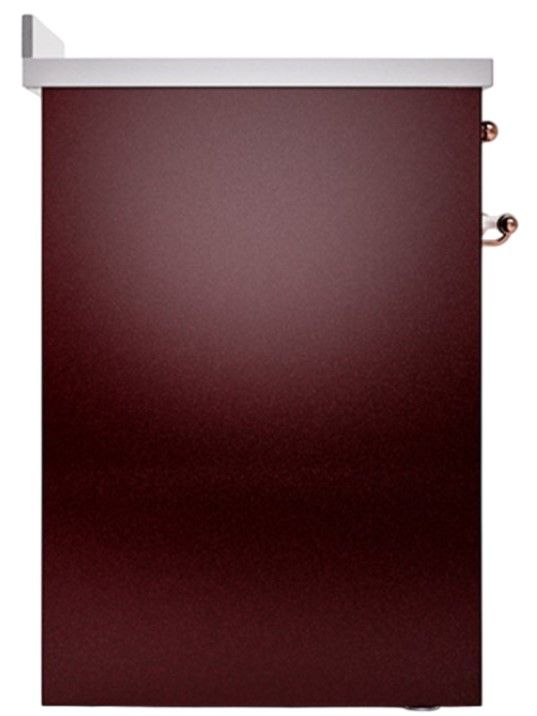 Ilve® Nostalgie II Noblesse 30'' Burgundy Pro Style Induction Range with Copper Trim-2