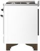Ilve® Majestic III 60" White Pro Style Dual Fuel Liquid Propane Range with Solid Door and Burnished Trim-4