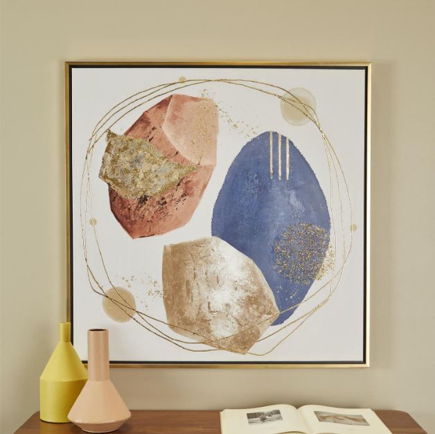Deco Marche Blue/Gold/Orange Overlapping Circle Wall Art-4