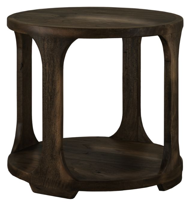 International Furniture Direct Balam Stained Dark Round End Table-0