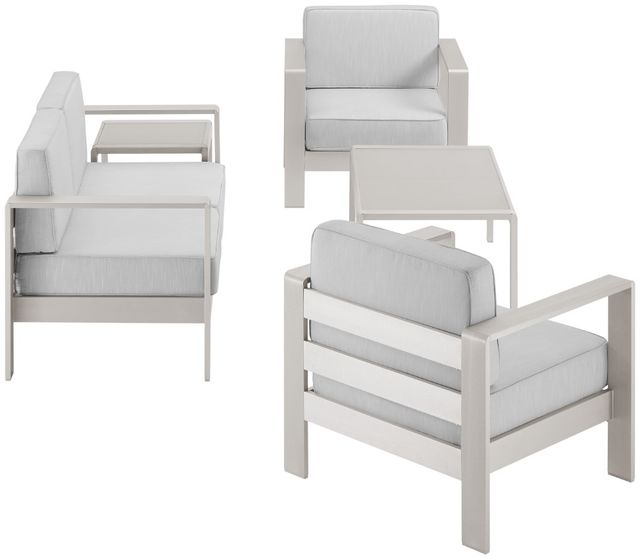 Linon Key 5-Piece Gray Aluminum/Fabric Outdoor Conversation Set with 2 Seater Sofa-3