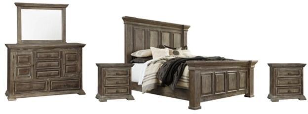 Signature Design by Ashley® Wyndahl 5-Piece Rustic Brown King Panel Bed Set-0