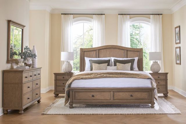 aspenhome® Oxford Tan Queen Sleigh Storage Bed-2