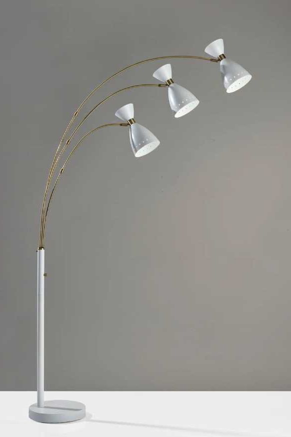 Adesso® Oscar White 3-Arm Arc Floor Lamp-3