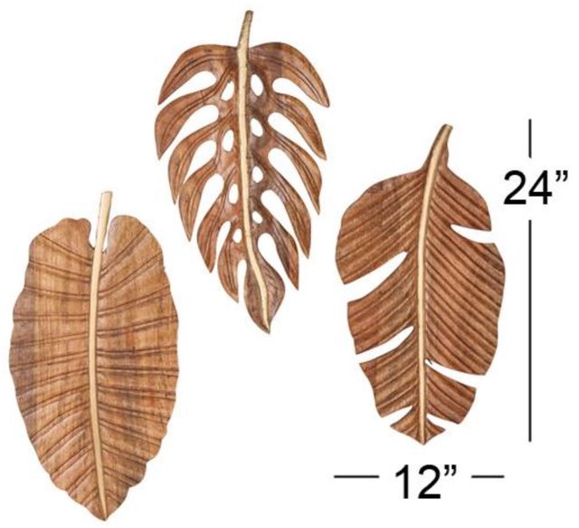 Deco Marche 3-Piece Brown Leaf Wall Decor Set-3