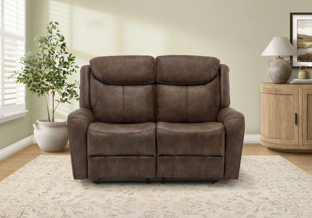 Monarch Specialties Inc. Brown Faux Leather Power Reclining Loveseat with USB Ports-1