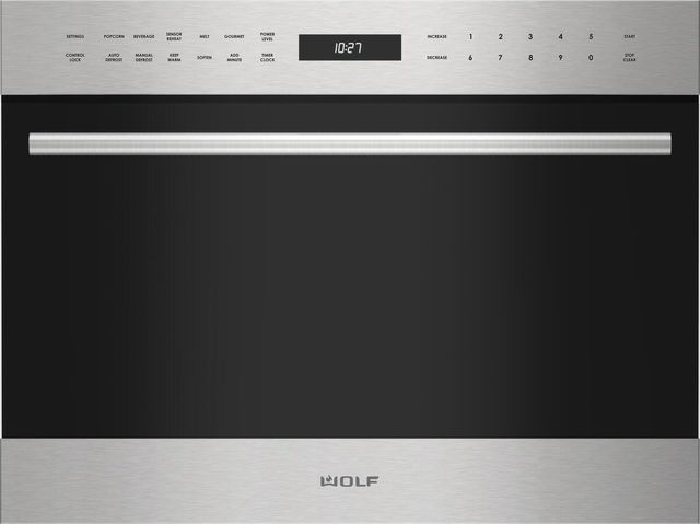 Wolf® E Series Transitional 1.6 Cu. Ft. Stainless Steel Built In Drop-Down Door Microwave Oven-0