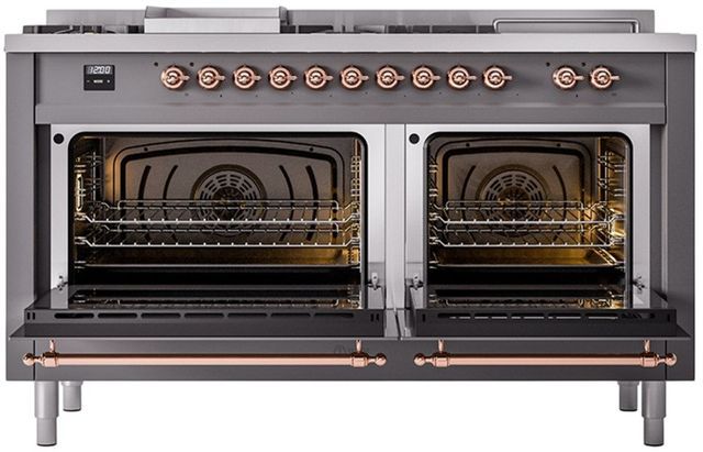 Ilve® Nostalgie II Series 60" Graphite Matte Pro Style Dual Fuel Range-1