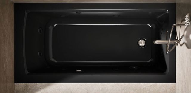KOHLER® Archer® Black 60" x 30" Alcove Heated BubbleMassage™ Air Bath and Whirlpool Right D-3