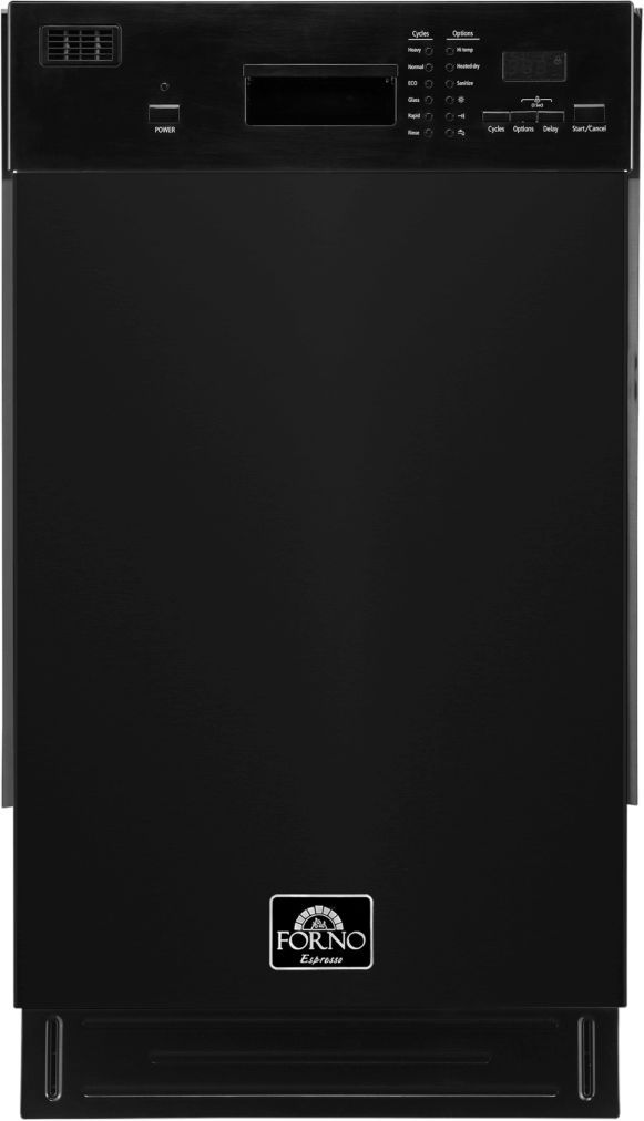 FORNO® Polo 18" Black Front Control Built In Dishwasher-0