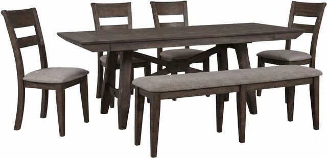 Liberty Furniture Double Bridge 6-Piece Dark Chestnut/Gray Trestle Table Set-0