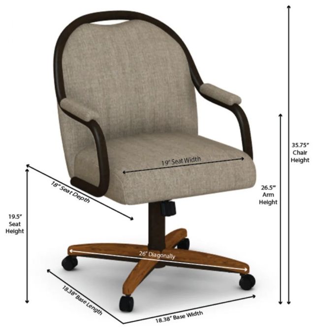 Chromcraft™ Customizable Seneca Swivel Dining Arm Chair-2
