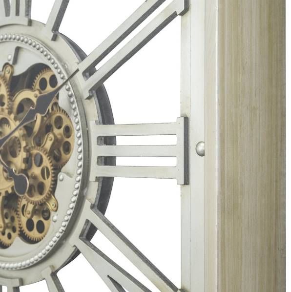 YHD Golden Gears Silver Square Wall Clock-2
