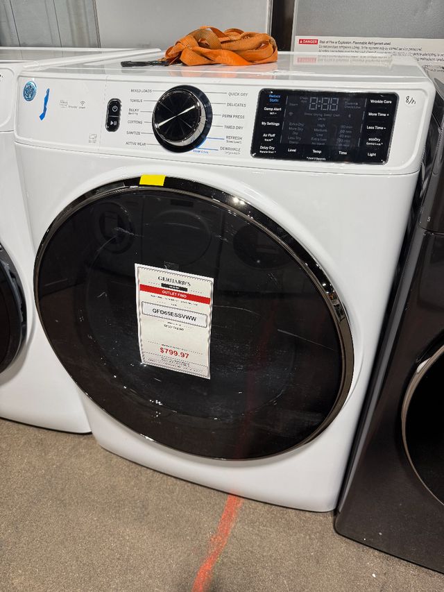 GE® 7.8 Cu. Ft. White  Smart Front Load Electric Dryer with Steam and Sanitize Cycle-0