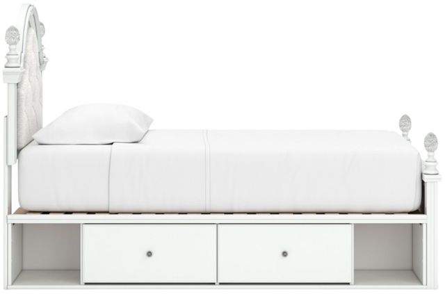 Signature Design by Ashley® Maylilly White Youth Twin Upholstered Storage Panel Bed-3
