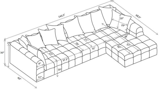 Coaster® Amara 3-Piece Ivory L-Shaped Sectional Sofa-2