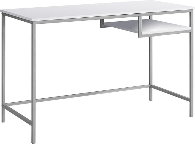 Monarch Specialties Inc. 48"L White and Silver Metal Computer Desk-1