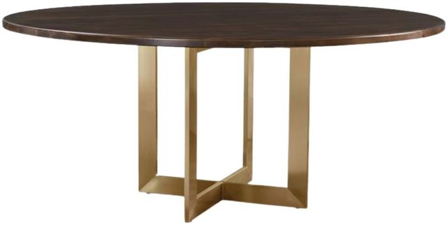 Bassett® Furniture Customizable BenchMade Astor Maple 60" Round Dining Table with Champagne Brass Base-0