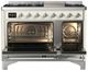 Ilve® Majestic III 48" Antique White Pro Style Dual Fuel Liquid Propane Range with Triple Glass Door and Chrome Trim-1
