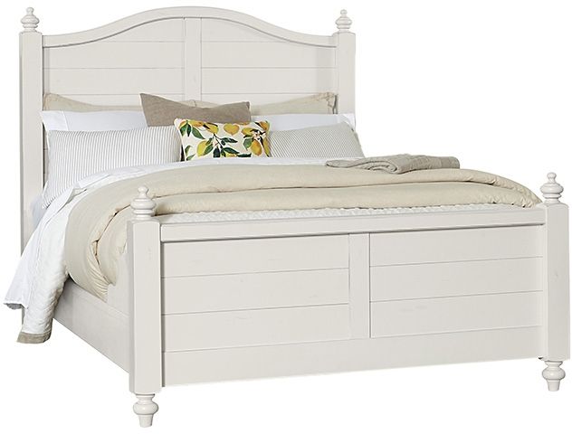 LM Co Home by Vaughan-Bassett Scotsman Cream King Post Arched Bed with Post Plank Footboard-0