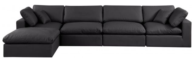 Meridian Furniture Comfy 5-Piece Black Vegan Leather Sectional -1