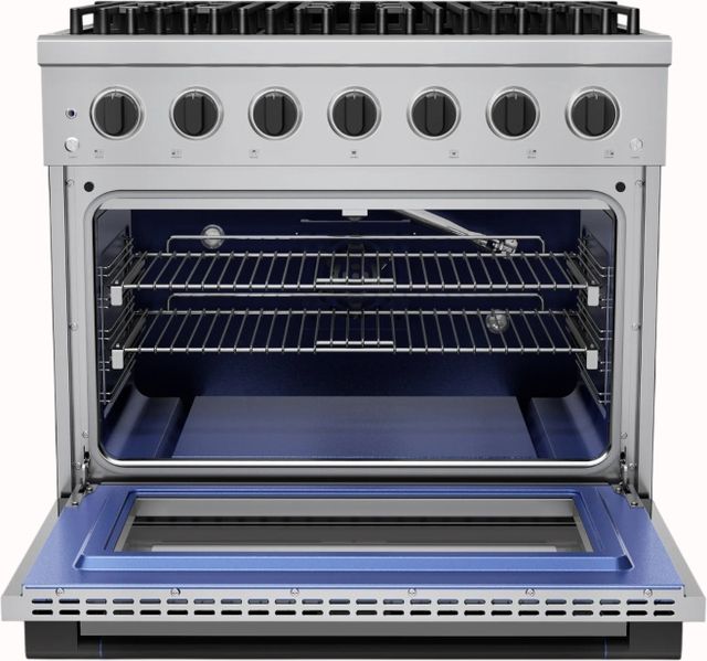 Hauslane HausPro 36" Stainless Steel Pro-Style Dual Fuel Range with Matte Black Knobs-2