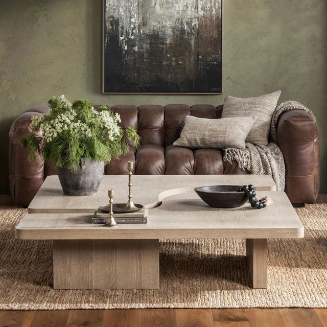 Classic Home Melina 2-Piece Coastal Drift 63" Coffee Table-1
