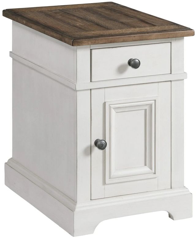 Intercon Drake French Oak Chairside Table with Rustic Gray Base-0