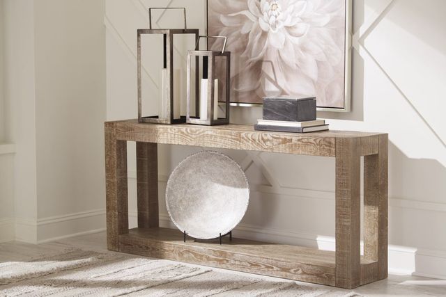 Signature Design by Ashley® Waltleigh Distressed Brown Sofa/Console Table-4