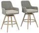 Signature Design by Ashley® Seton Creek 2-Piece Beige/Gray Outdoor Aluminum/Resin Wicker Swivel Bar Stool-0