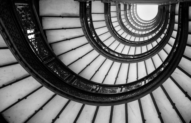 Classy Art Black/White Spiral Stairs Wall Art-0
