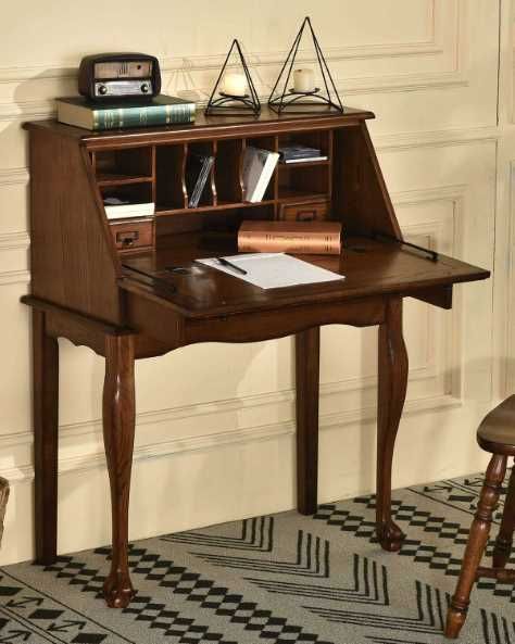 TEI Burnished Walnut Secretary Drop Leaf Desk
