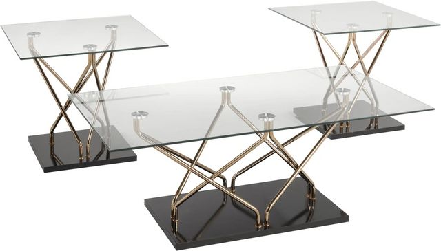 Ensemble à 3 tables basses de Brassex Inc. - Noir/Or rosé