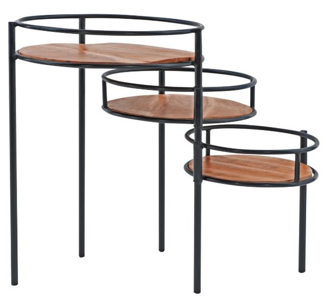 Powell® Denman Black/Natural 3-Tiered Plant Stand-3