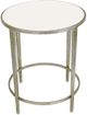 Zeugma Imports Glassy White Side Table with Silver Leaf Base-0
